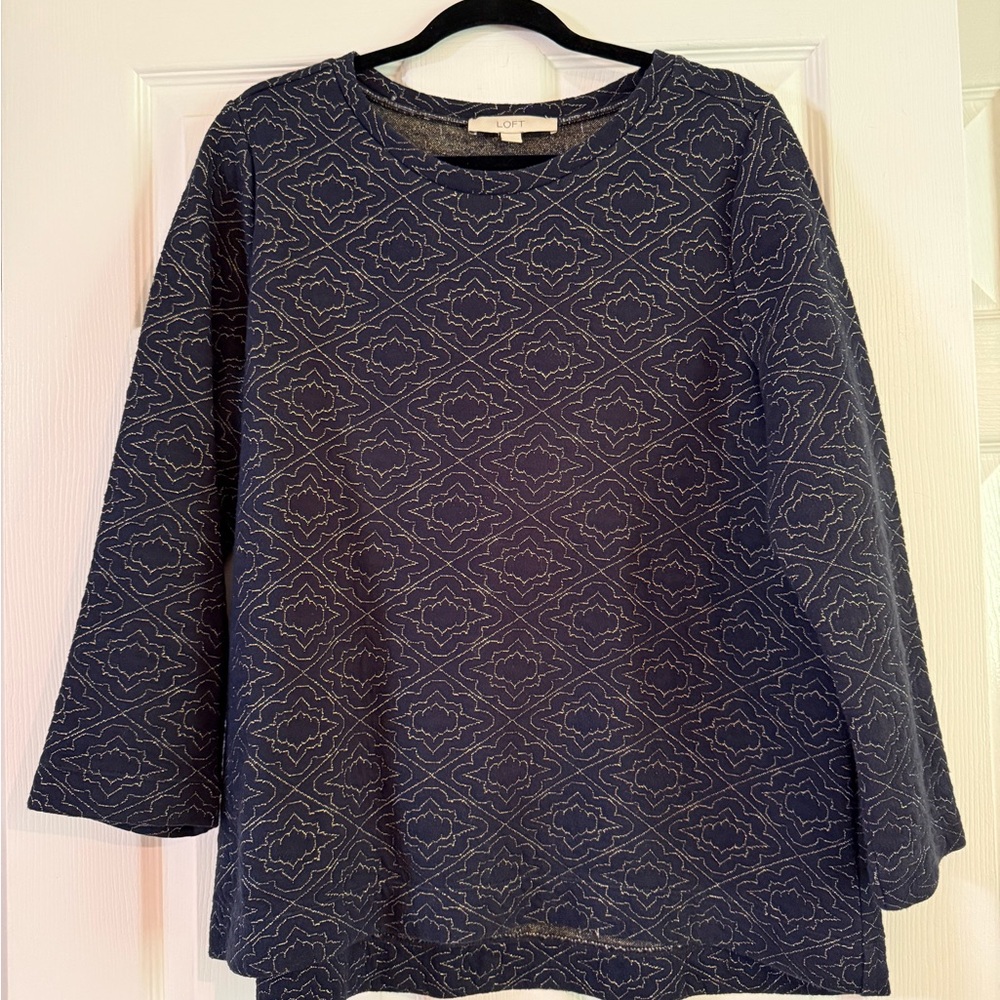 LOFT Blue 3/4 Sleeve Boxy Sweatshirt